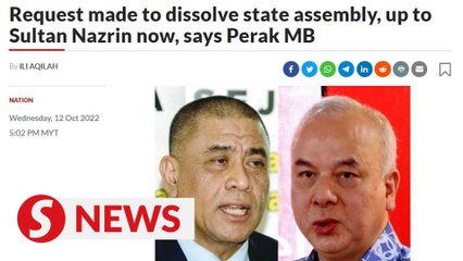 Скачать видео: Request made to dissolve state assembly, up to Sultan Nazrin now, says Perak MB