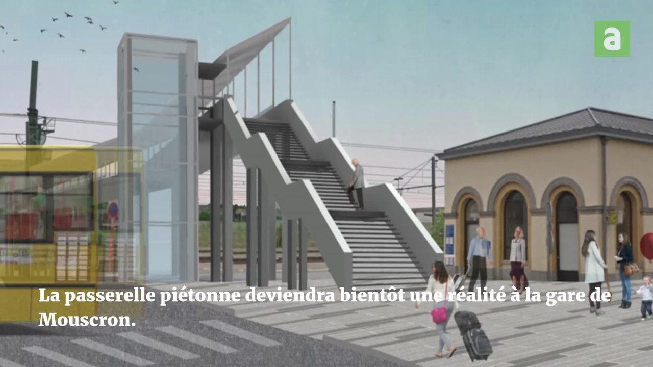 Gare de Mouscron: la passerelle en cours de réalisation