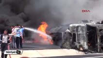 Petrol yüklü tanker alev alev yandı