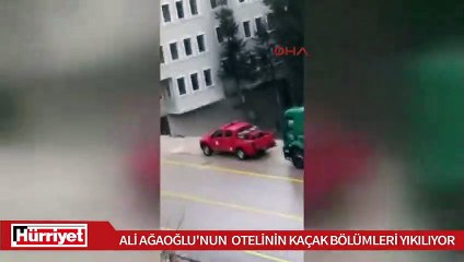 Ali Ağaoğlu'nun Uludağ'daki otelinin kaçak bölümleri yıkılıyor