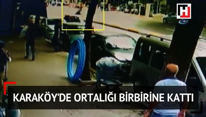 Ortalığı birbirine katan alkollü sürücüye dayak kamerada