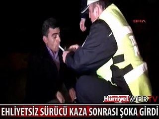 HEM ALKOLLÜ, HEM EHLİYETSİZ! KAZA YAPINCA ŞOKA GİRDİ