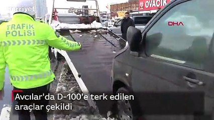 Avcılar'da D-100'e terk edilen araçlar çekildi