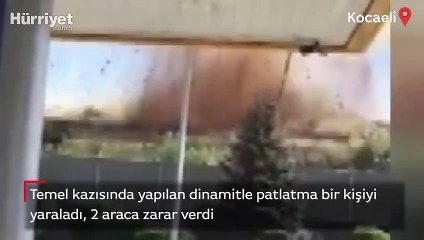 Dinamitle patlattılar, kaya parçaları bir kişiyi yaraladı, 2 araca zarar verdi! O anlar kamerada