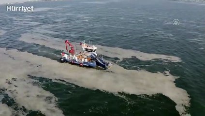 İzmit Körfezi'nden 100 ton deniz salyası temizlendi