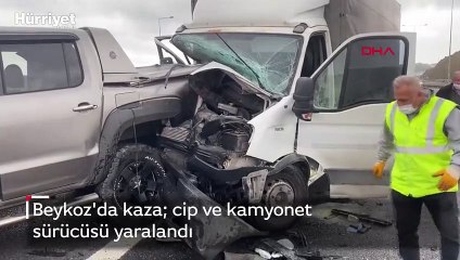 Beykoz'da kaza  cip ve kamyonet sürücüsü yaralandı
