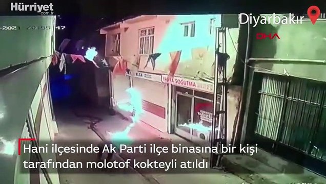 Diyarbakır'ın Hani ilçesinde Ak Parti ilçe binasına bir kişi tarafından molotof kokteyl atıldı
