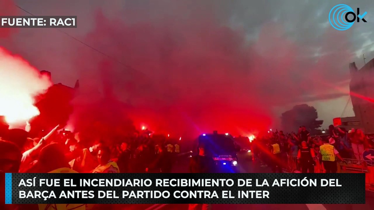 Así fue el incendiario recibimiento de la afición del Barça antes del partido contra el Inter