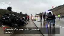 Çanakkale’de kontrolden çıkan cip takla attı