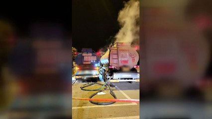 휴게소 정차 중 탱크로리에서 염산 누출...주변 통제 / YTN