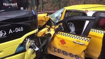 Sarıyer'de virajı alamayan ticari taksi İETT otobüsünün altına girdi