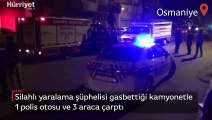 Silahlı yaralama şüphelisi gasbettiği kamyonetle 1 polis otosu ve 3 araca çarptı: 2'si polis 5 yaralı