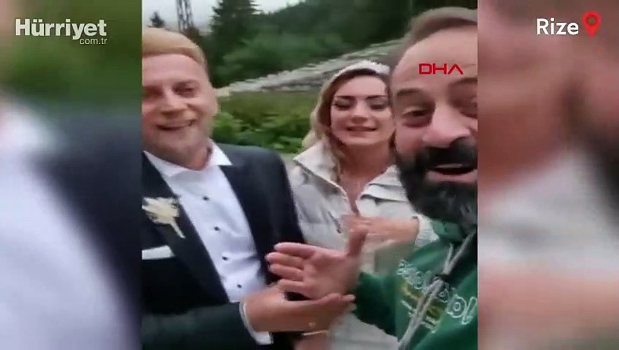 Fotoğraf çekiminde gelin ve damadı köpek kovaladı