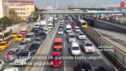 Tam kapanmanın ilk gününde toplu ulaşım ve trafikte yoğunluk