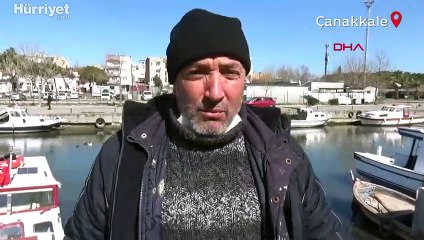 Çanakkale Sarıçay'da sular çekildi tekneler karaya oturdu