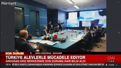 Cumhurbaşkanı Erdoğan, Kriz Merkezi’nde yangınlar hakkında bilgi aldı