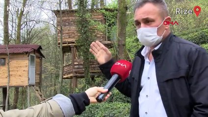 Pandemide ormandaki ağaç evde izole oluyor