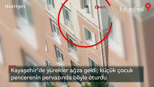 Kayaşehir'de yürekler ağza geldi küçük çocuk pencerenin pervazında böyle oturdu