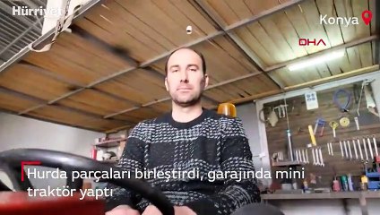 Hurda parçaları birleştirdi, garajında mini traktör yaptı