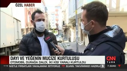 Dayı ile yeğenin mucize kurtuluşu kamerada