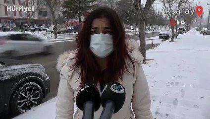 Aksaray’da kar yağışı tipiyle birlikte etkisini sürdürüyor