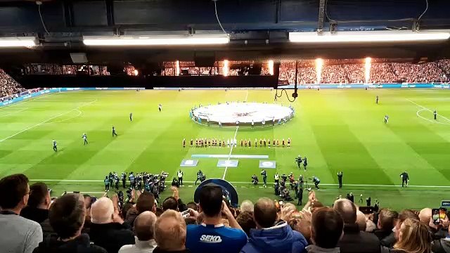 Rangers and Liverpool enter the pitch at Ibrox for their Champions League Group A clash