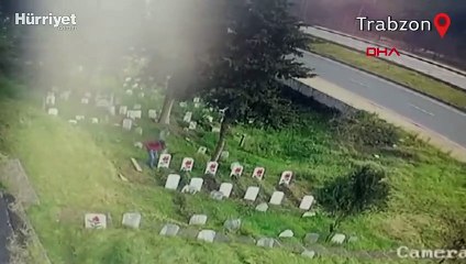 Mezar taşı hırsızlığı kamerada