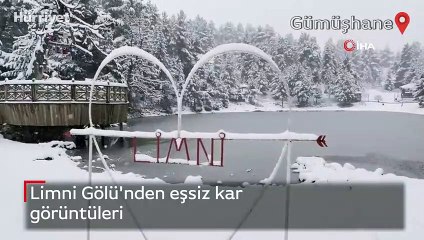 Limni Gölü'nden eşsiz kar görüntüleri