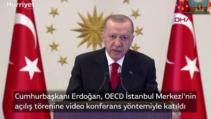 Скачать видео: Cumhurbaşkanı Erdoğan, OECD İstanbul Merkezi'nin açılış törenine video konferans yöntemiyle katıldı