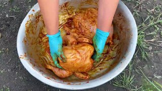 The Famous Recipe For Whole Chickens with a Crispy Crust Fried Under Buckets