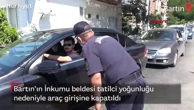 Bartın'ın İnkumu beldesi tatilci yoğunluğu nedeniyle araç girişine kapatıldı