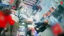 Yozgat'ta bir marketin içinde kadına şiddet kameraya yansıdı