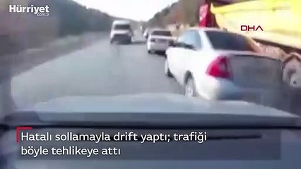 Trafikte adeta terör estirdi! Hem hatalı solladı hem de drift yaptı