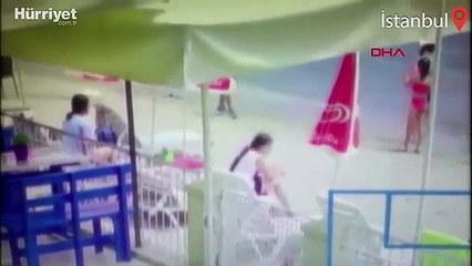 Silivri'deki plajda hırsızlık anı kamerada