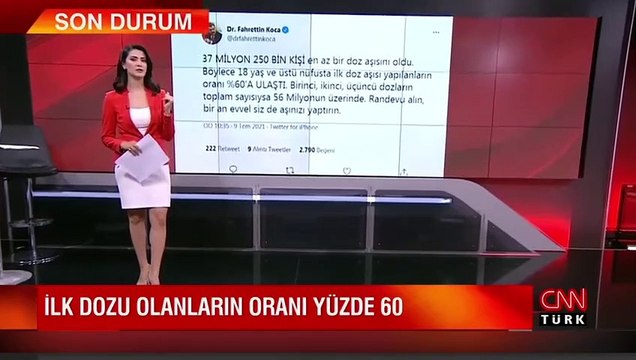 Sağlık Bakanı Fahrettin Koca'dan aşı paylaşımı
