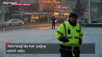 Tekirdağ'da kar yağışı etkili oldu