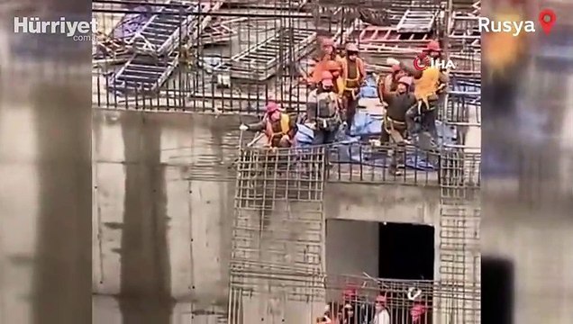 İnşaat işçisi metrelerce yüksekten yere çakılmaktan son anda kurtuldu