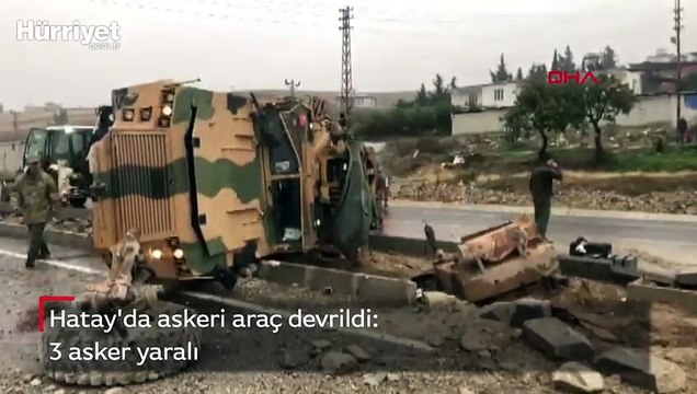 Hatay'da askeri araç devrildi: 3 asker yaralı