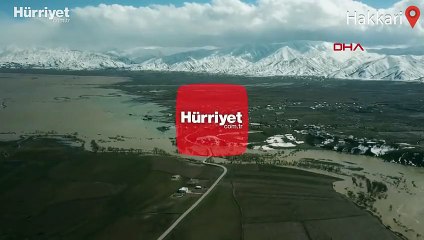 Hakkari'de sular altında kalan Yüksekova, havadan görüntülendi