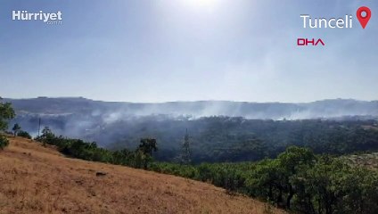 Tunceli'de örtü yangınına müdahale  sürüyor