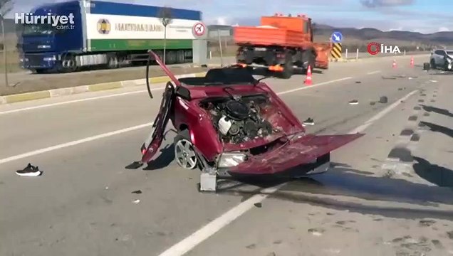 Ortadan ikiye bölünen araç 1 kişiye mezar oldu