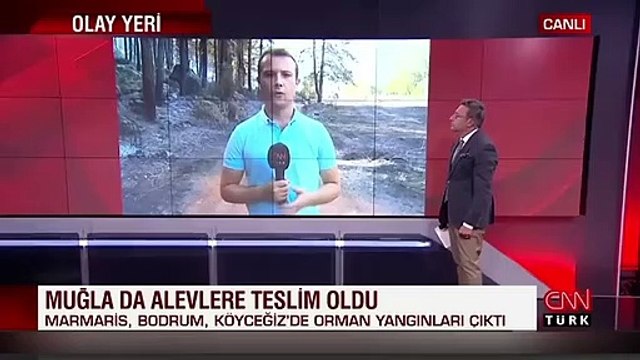 Marmaris'teki yangın bölgesinden canlı yayın
