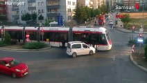 Samsun'da meydana gelen tramvay kazaları kamerada