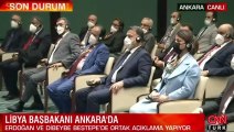 Cumhurbaşkanı Recep Tayyip Erdoğan Libya Millî Birlik Hükümeti Başbakanı Abdülhamid Dibeybe ile basın toplantısında konuştu