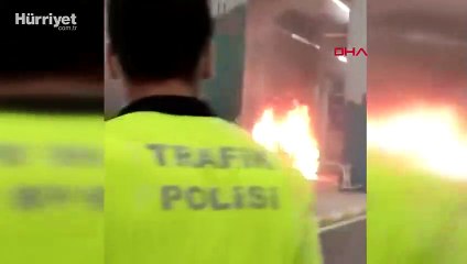 İstanbul Havalimanı'nda turist karşılamaya gelen araç alev alev yandı