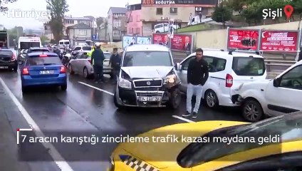 Şişli'de zincirleme trafik kazası: 7 araç birbirine girdi