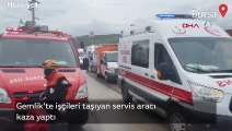 Gemlik'te işçileri taşıyan servis aracı kaza yaptı