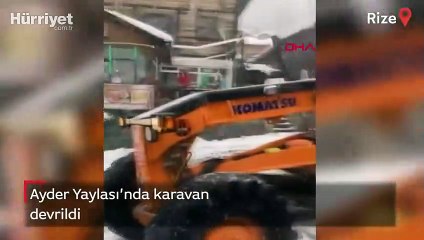 Ayder Yaylası’nda karavan devrildi