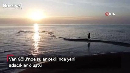 Van Gölü'nde sular çekilince yeni adacıklar oluştu