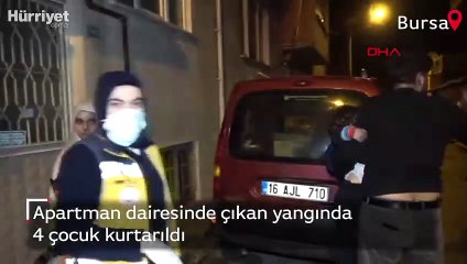 Apartman dairesinde çıkan yangında 4 çocuk kurtarıldı